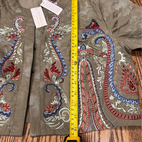 Soft Surroundings NWT D’oro Bolero Jacket in Olive Desert Beaded Embroidered, M - Picture 13 of 13